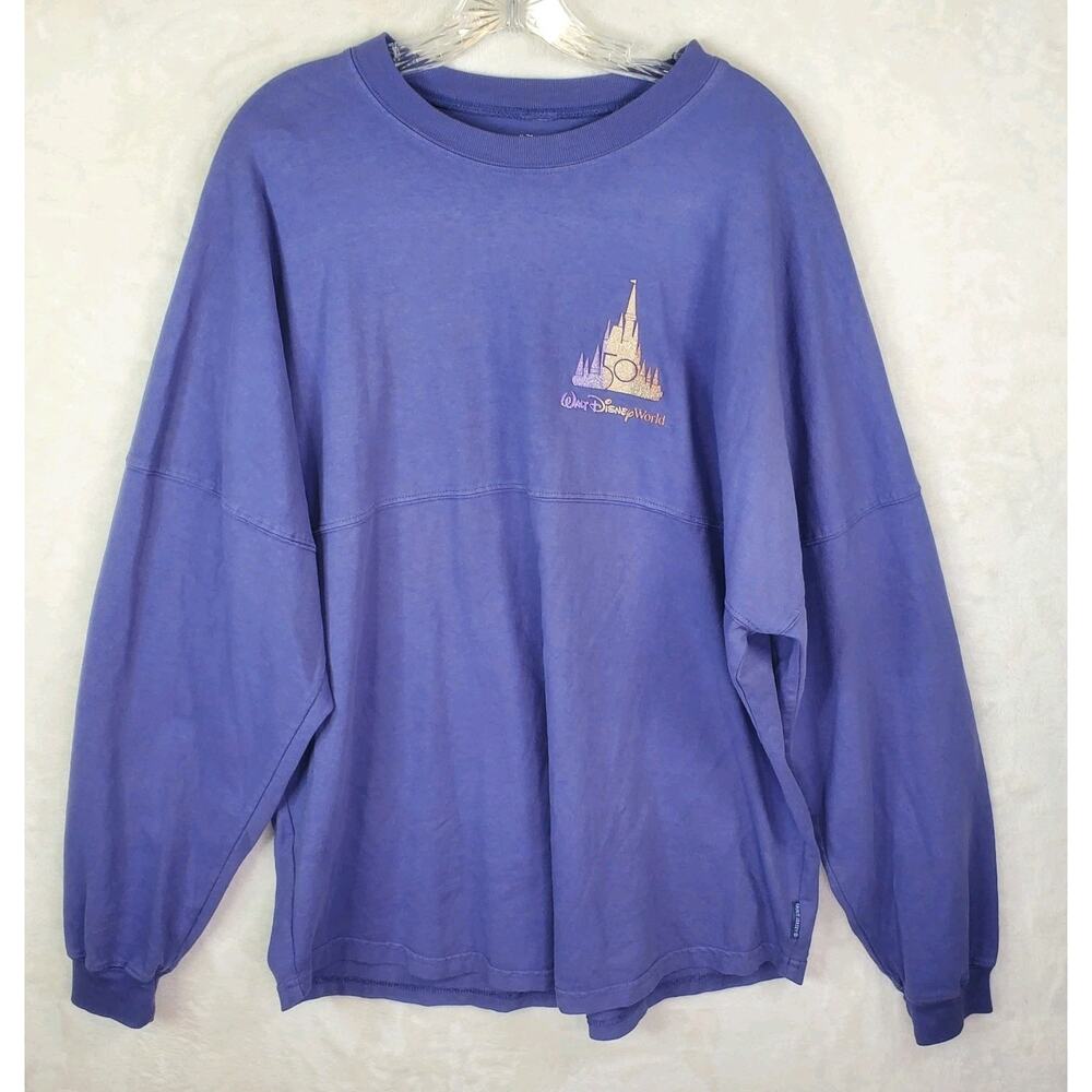 Disney Walt Disney World 50th Anniversary Spirit Jersey Purple Gold Sz Large